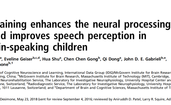 钢琴训练增强了普通话儿童的音高神经处理和语音感知能力